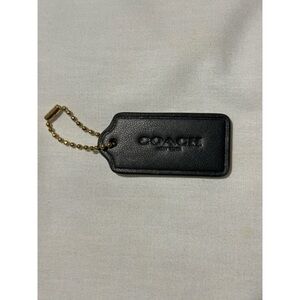 BRAND NEW Coach Black Leather Tag/Keychain with Gold Ball Chain